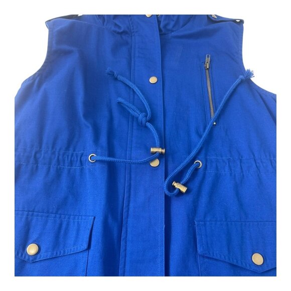 Zenana Outfitters Womens Royal Blue Hooded Utility Vest SZ L Drawstrings/Pockets - Picture 8 of 13